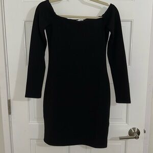 Off the shoulder black mini dress